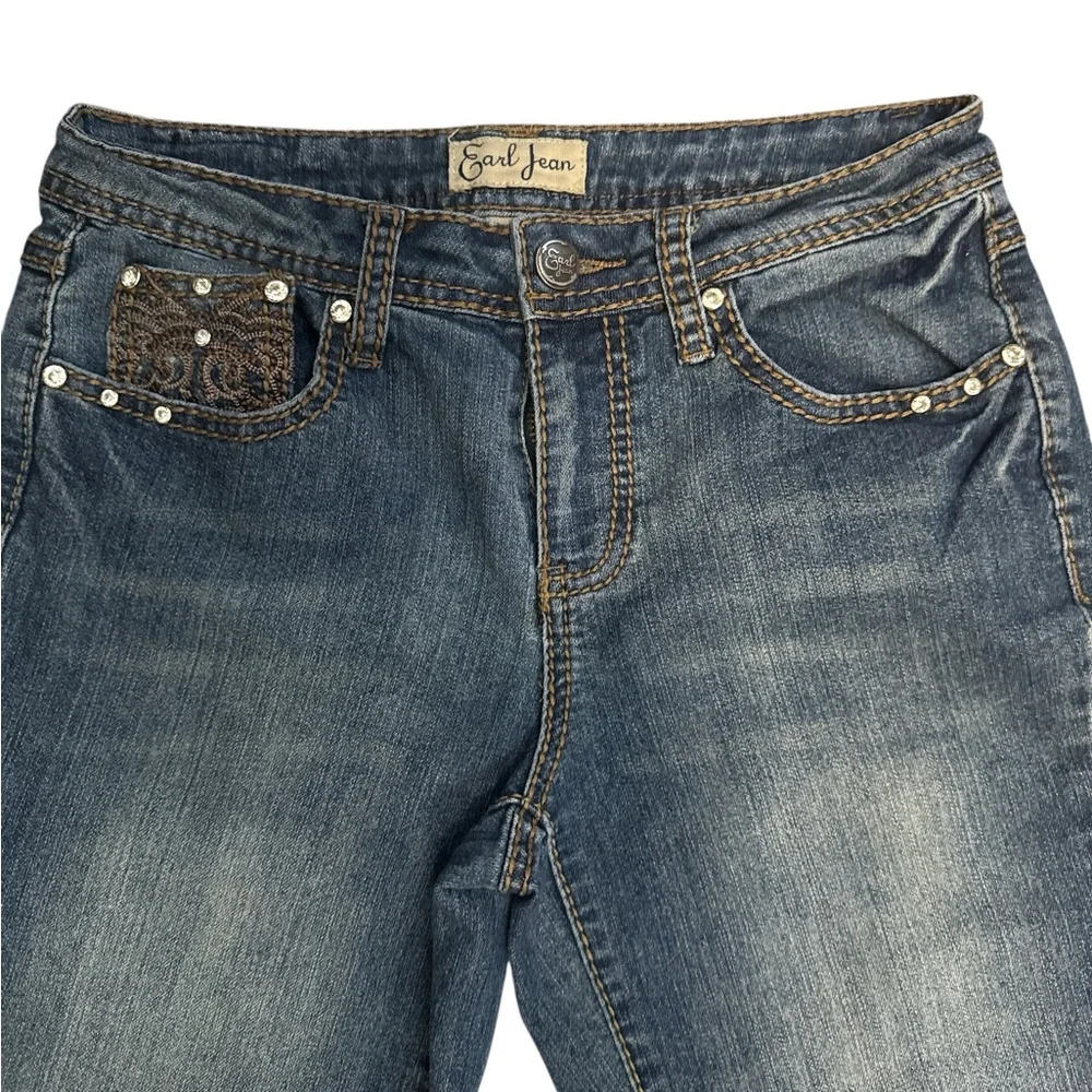 Earl Jeans Women's Classic Blue Boot‎ Cut Jeans Embroidered Embellished Size 2